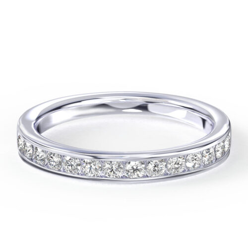 Round Channel Set Band Wedding Bands