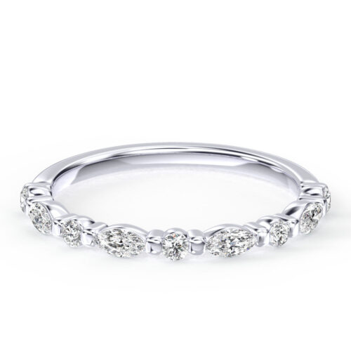 Marquise and Round Ring Wedding Bands